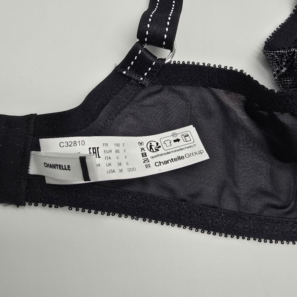 Chantelle Rive Gauche Bra 38DDD Black Metallic Lace - Picture 6 of 10